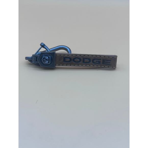 GENUINE LEATHER KEYCHAIN FOR DODGE BRAND BROWN  COLOR - Picture 1 of 4